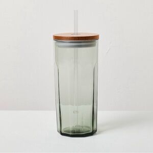 21oz Glass Tumbler with Wooden Lid Green Hearth & Hand with Magnolia